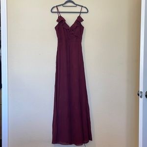 Long maroon strap line dress